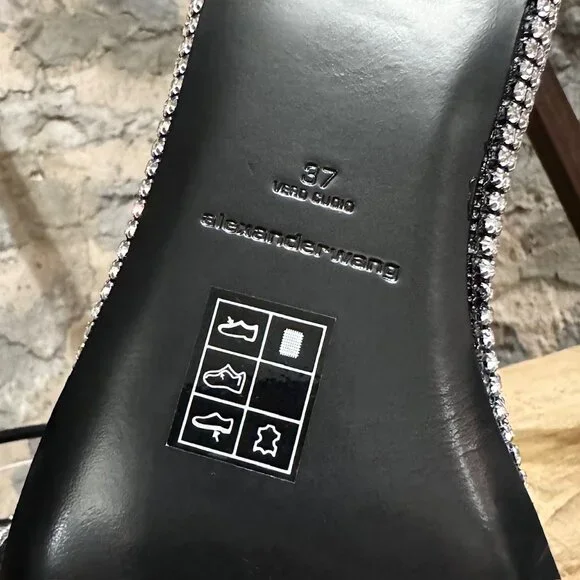 Alexander Wang Black Dahlia Rhinestone Embellished Wedge Sandals - Picture 9 of 12